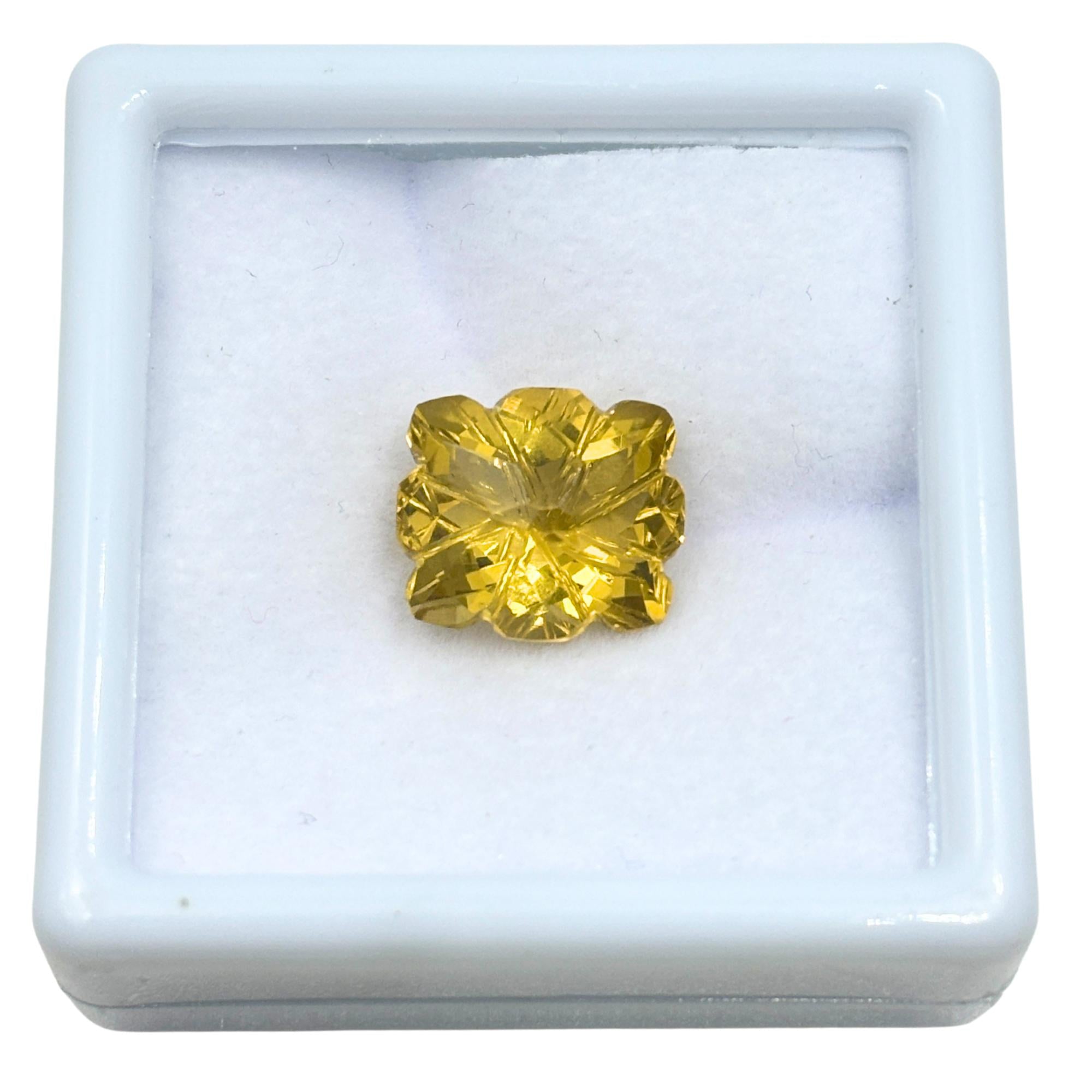 Carved Lemon Quartz Flower Gemstone – Faceted Yellow Quartz for Jewelry