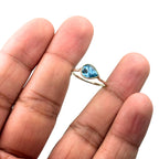 Blue Topaz Pear Ring – 925 Sterling Silver, Faceted Gemstone Solitaire, Handmade December Birthstone Gift