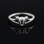 Sterling Silver Leaf Wings Ring – Elegant Botanical Bypass Band for Women