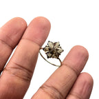 Smoky Quartz Flower Ring: 925 Sterling Silver, Hand-Carved Floral Jewelry