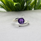 Natural Amethyst Round Ring | 925 Sterling Silver | February Birthstone | Minimalist Gemstone Band | Handmade in Jaipur