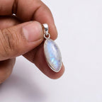 Marquise Moonstone Pendant – Sterling Silver Boho Gemstone Necklace