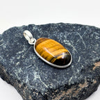 Tiger Eye Pendant Necklace, 925 Sterling Silver Golden Brown Crystal Necklace, Boho Gemstone Jewelry Gift for Her