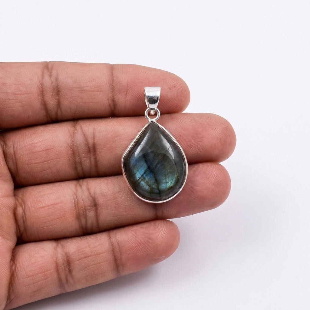 Labradorite Pendant: Sterling Silver Celestial Necklace
