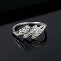 Silver CZ Wrap Ring, Minimalist Open Design, Multi-Stone Sparkle, Elegant Women's Jewelry