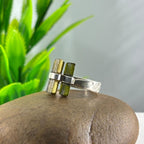 Raw Green Tourmaline Cluster Ring: Sterling Silver Boho Statement Jewelry