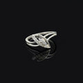 Sterling Silver CZ Leaf Ring, Pavé Arrowhead Band, Boho Nature Jewelry