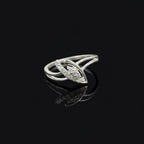 Sterling Silver CZ Leaf Ring, Pavé Arrowhead Band, Boho Nature Jewelry