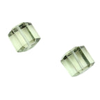 Green Amethyst Beads Pair, Faceted Cube Gemstone, 10mm