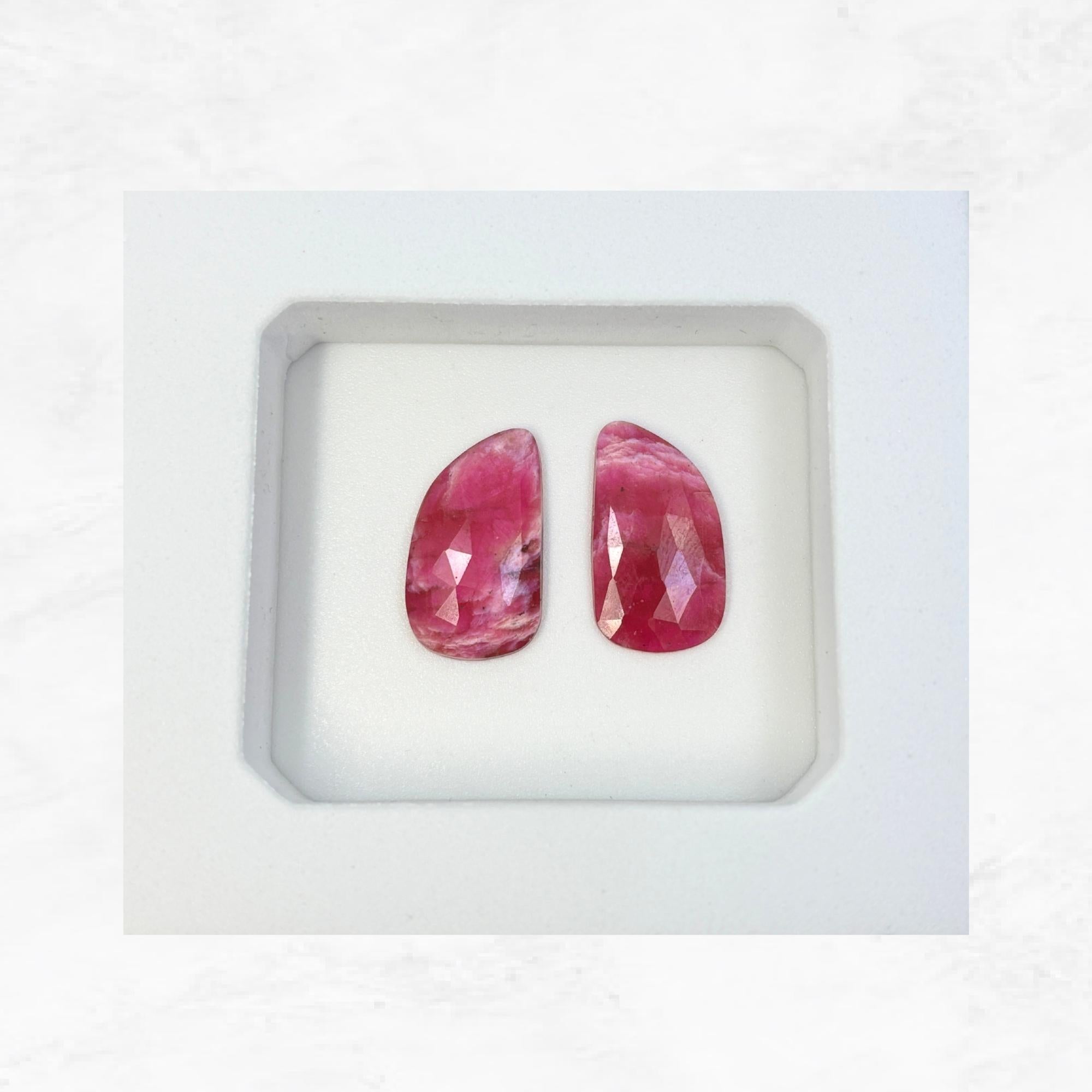 Rose Cut Pink Sapphire Slices: Natural Untreated Gemstone Pair