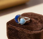 Natural Lapis & Opal Heart Ring | 925 Sterling Silver | Celestial Gemstone Band | Handmade Ring Jaipur