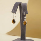 Tiger Eye Pear Drop Earrings | Sterling Silver Teardrop Gemstone Dangle