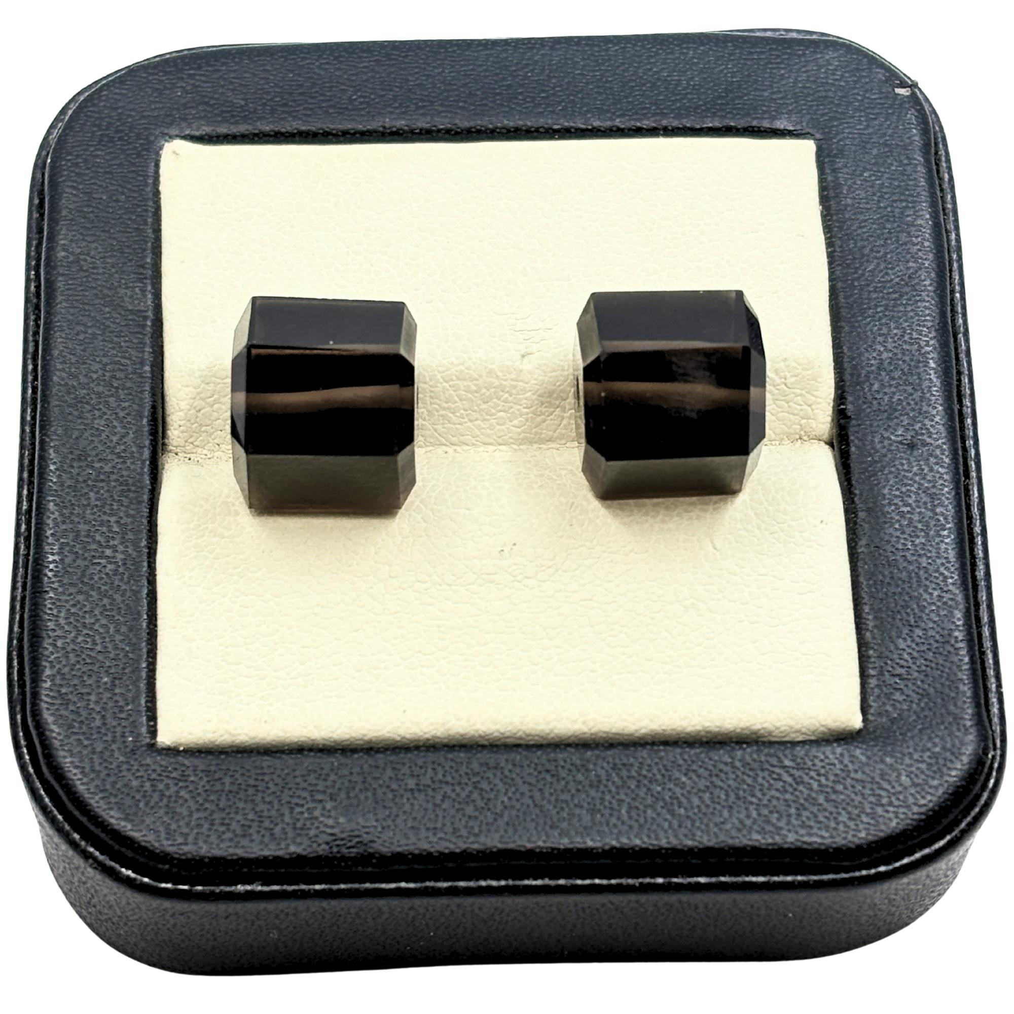 Smoky Quartz Beads: 10mm Faceted Cube, DIY Jewelry (2 Pcs)