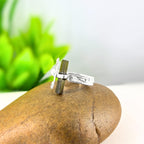 Raw Green Tourmaline Bar Ring: Adjustable Sterling Silver Boho Jewelry