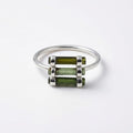 Raw Green Tourmaline Sterling Silver Ring: Handmade Open Band Jewelry