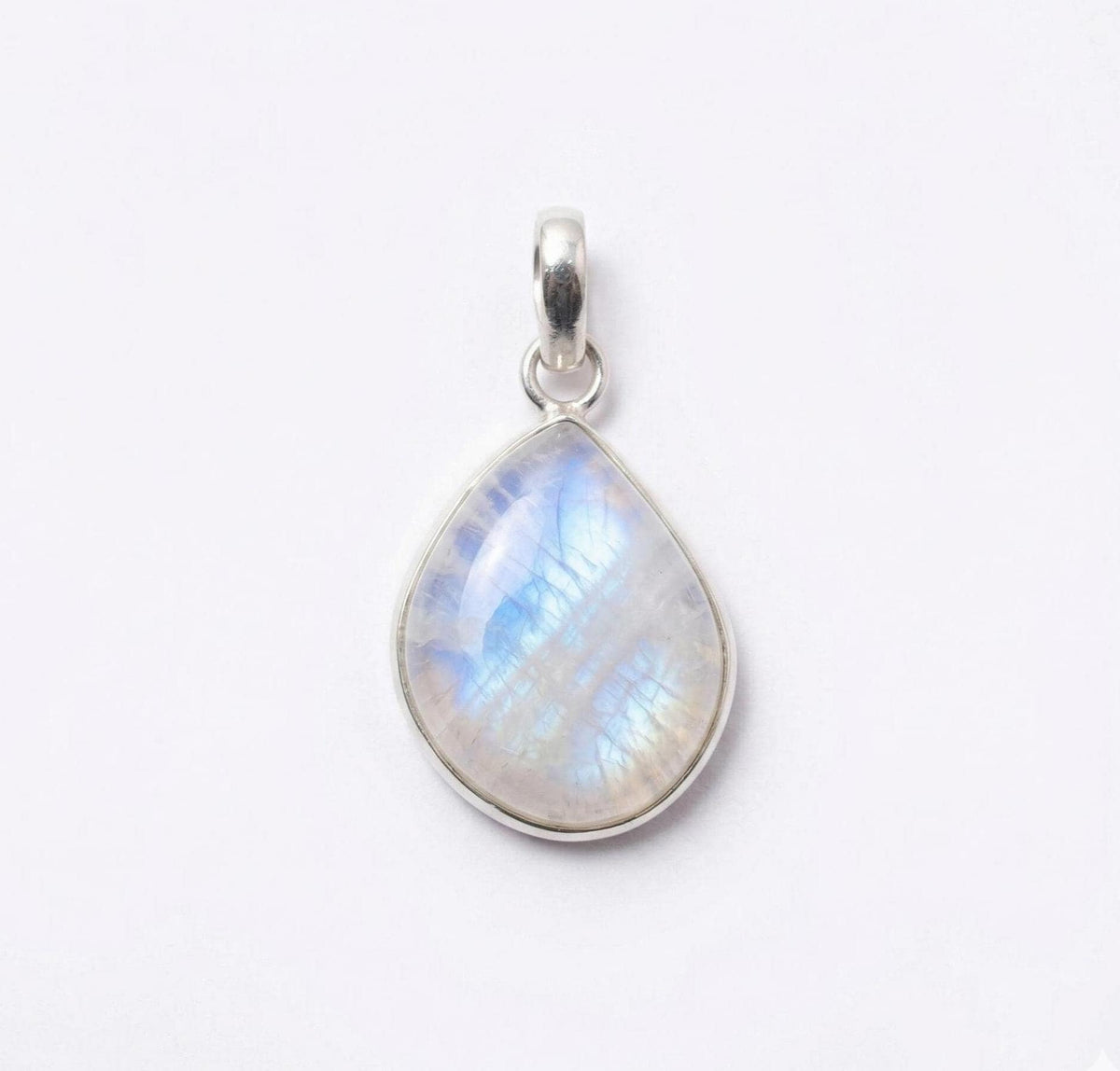 Teardrop Moonstone Pendant – 925 Sterling Silver Boho Gemstone Necklace