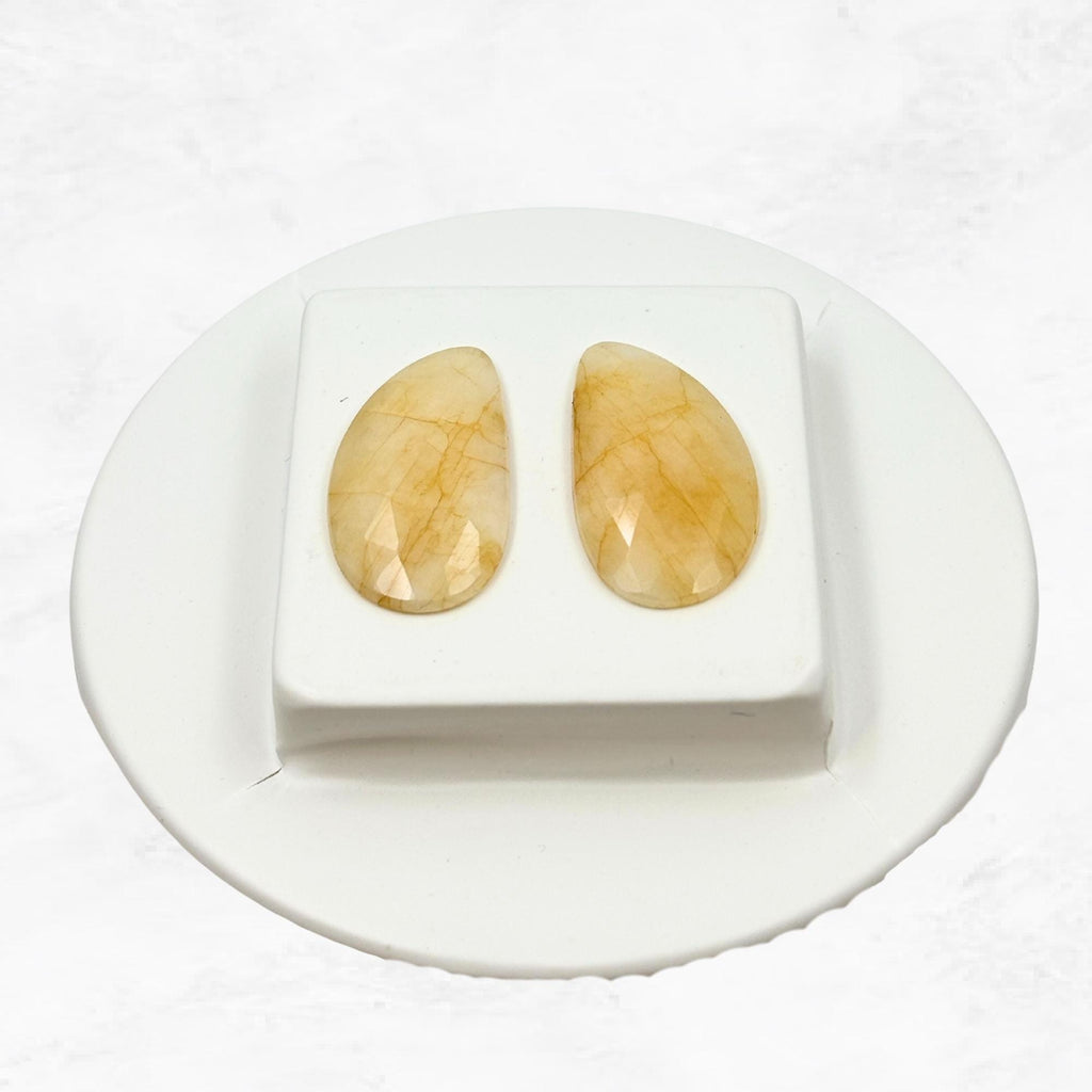 Rose Cut Sapphire Slices: Natural Gemstone Pair for Jewelry Making
