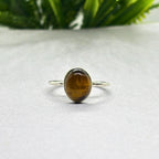 Tiger Eye Sterling Silver Ring: Golden Brown Gemstone, Boho Jewelry
