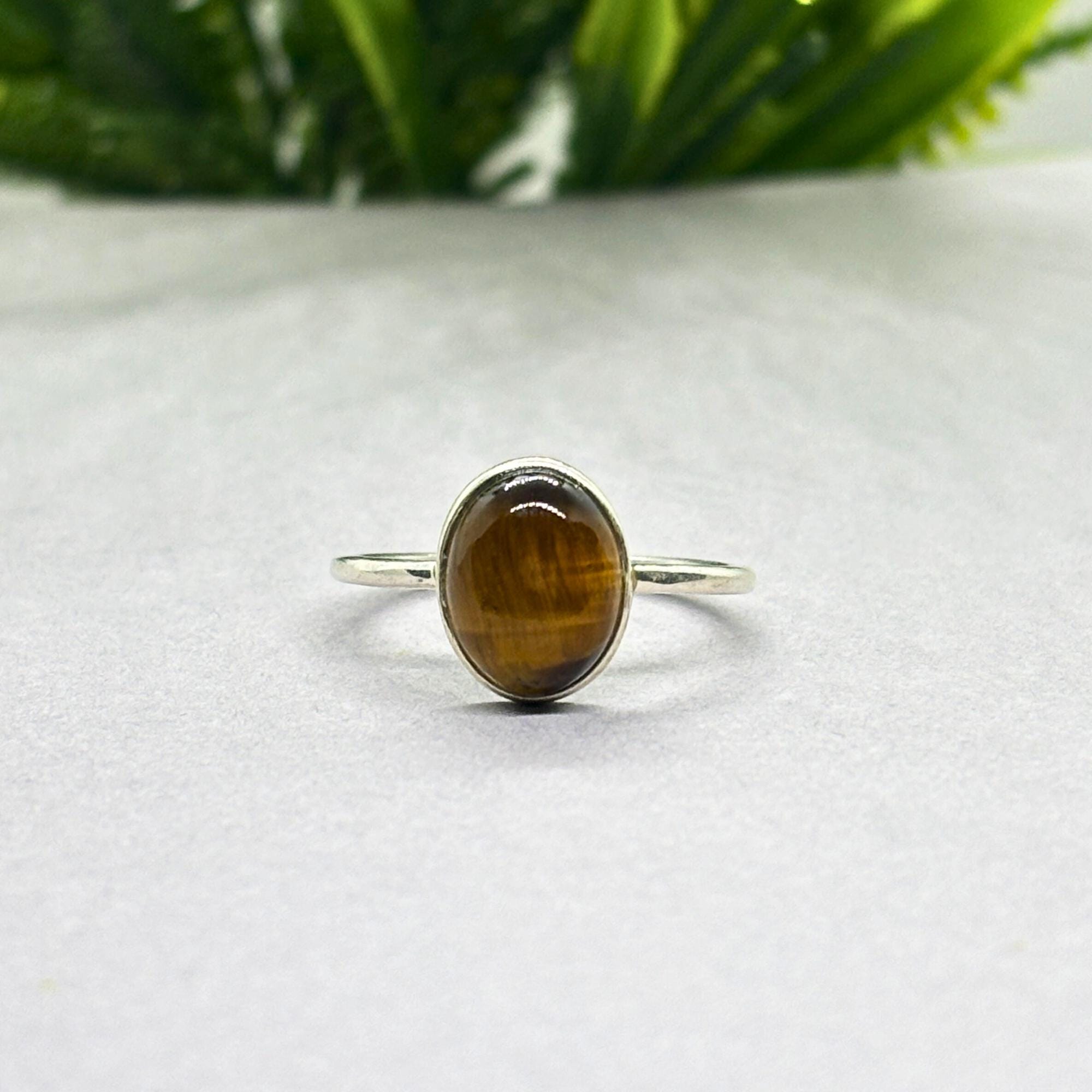 Tiger Eye Sterling Silver Ring: Golden Brown Gemstone, Boho Jewelry