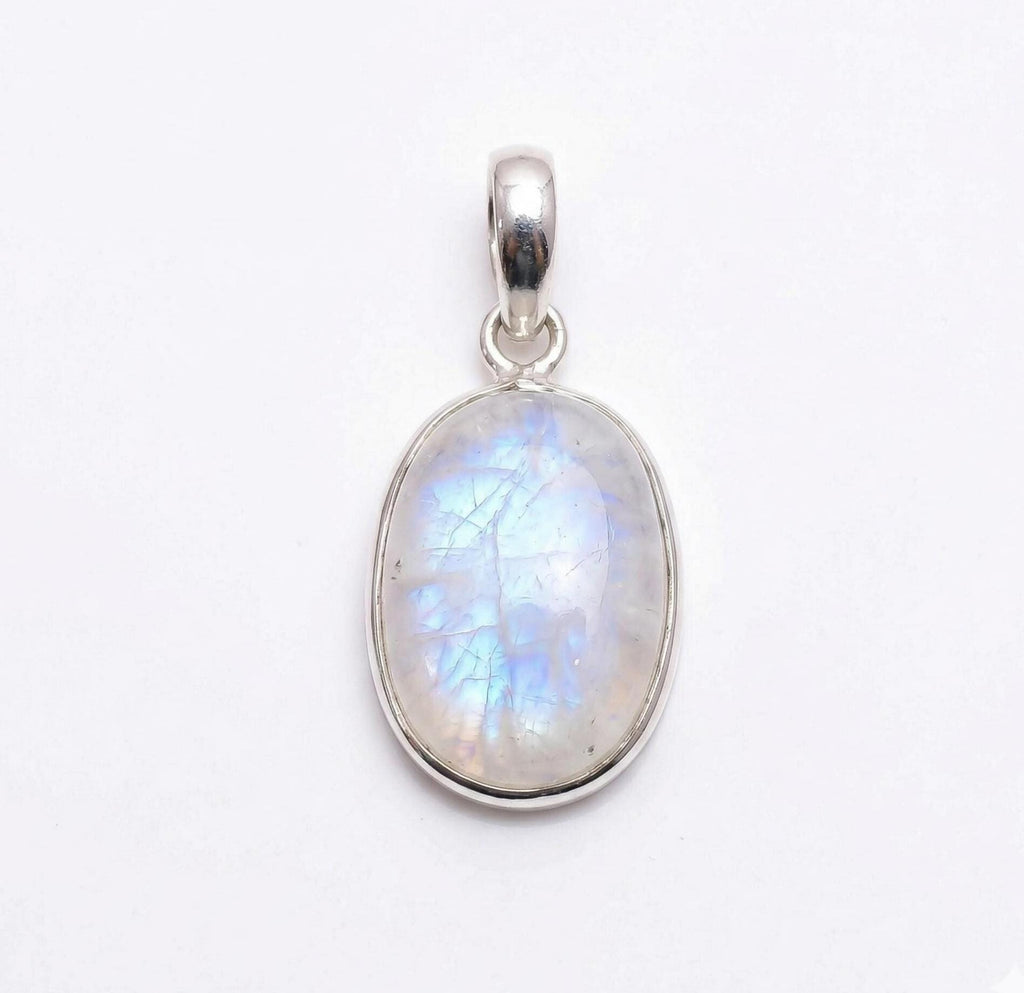 Oval Moonstone Pendant – Sterling Silver Boho Gemstone Necklace