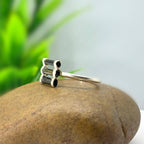 Raw Green Tourmaline Bar Ring: Sterling Silver Stacking Gemstone