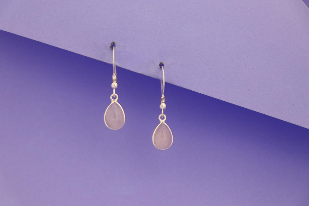 Rose Quartz Pear Drop Earrings | 925 Sterling Silver Dangle | Artisan Jewelry