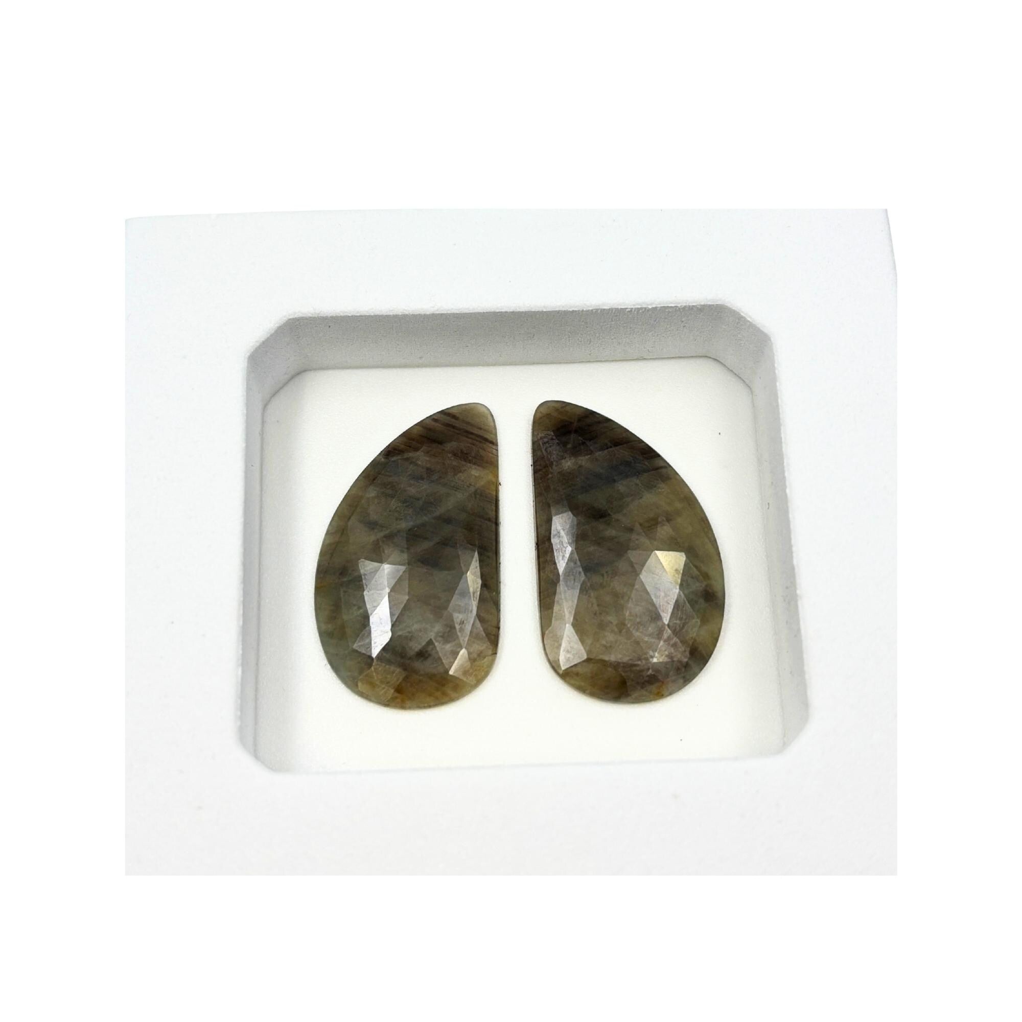 Untreated Sapphire Gemstone Slices: Rose Cut, Natural Pair for Jewelry