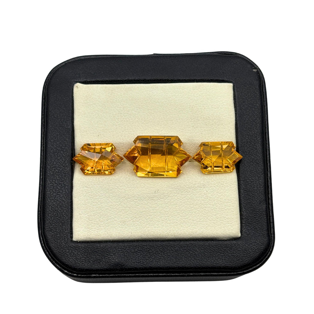 Natural Citrine Gemstone Pair – Shield Step Cut, November Birthstone
