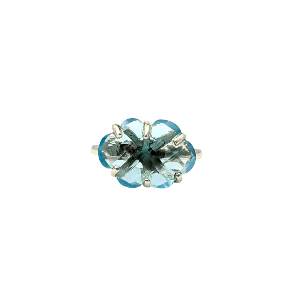 Sterling Silver Cloud Blue Topaz Ring: Handmade Gemstone Statement