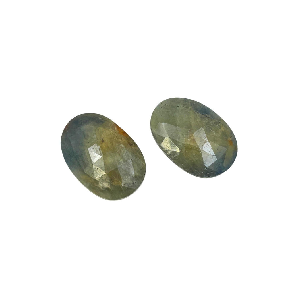 Rose Cut Sapphire Slices: Untreated Gemstone Pair for Jewelry