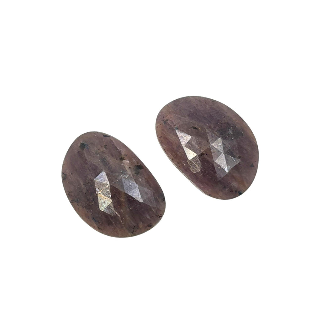 Rose Cut Sapphire Slices: Natural Untreated Gemstone Pair