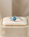 Natural Blue Topaz & CZ Ring | 925 Sterling Silver | Gemstone Band | Handmade Jaipur