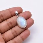 Oval Moonstone Pendant – Sterling Silver Boho Gemstone Necklace