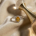 Natural Citrine & CZ Oval Ring | 925 Sterling Silver | Gemstone Band | Handmade Ring Jaipur