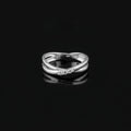Sterling Silver Criss Cross Ring • Sparkling CZ X-Ring • Minimalist Stacking Ring