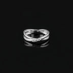 Sterling Silver Criss Cross Ring • Sparkling CZ X-Ring • Minimalist Stacking Ring