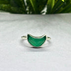 Green Onyx Moon Ring: 925 Sterling Silver Boho Jewelry
