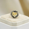 Citrine Heart Ring – 925 Sterling Silver, Faceted Yellow Gemstone, Handmade Promise or Statement Ring