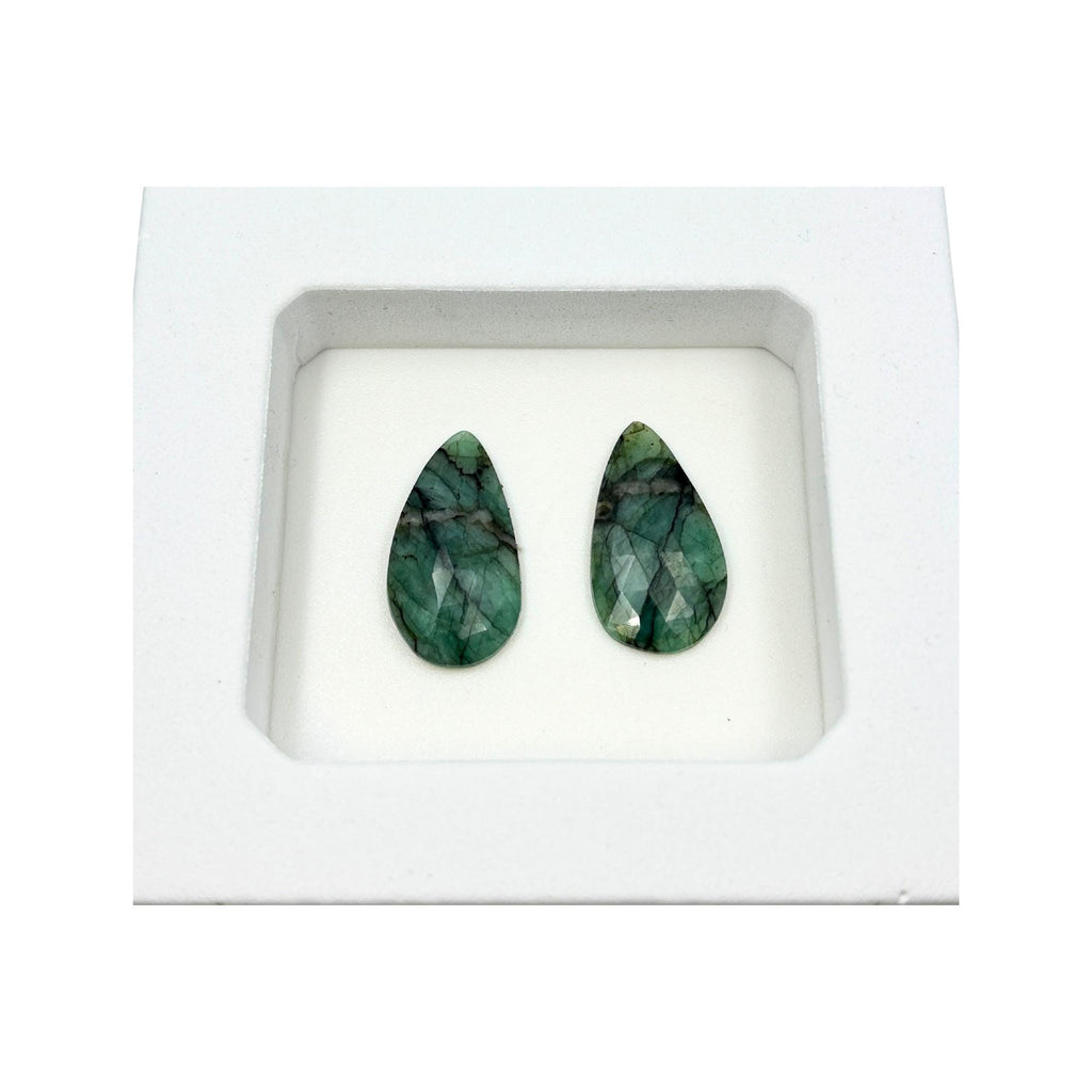 Rose Cut Sapphire Gemstone Slices: Natural Untreated Pair