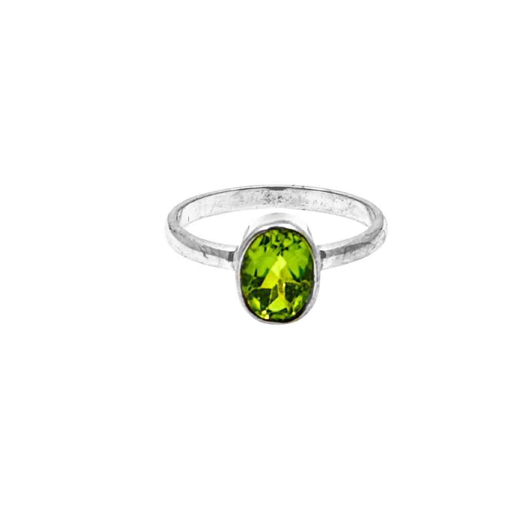 Oval Peridot Ring: Handmade Sterling Silver August Birthstone