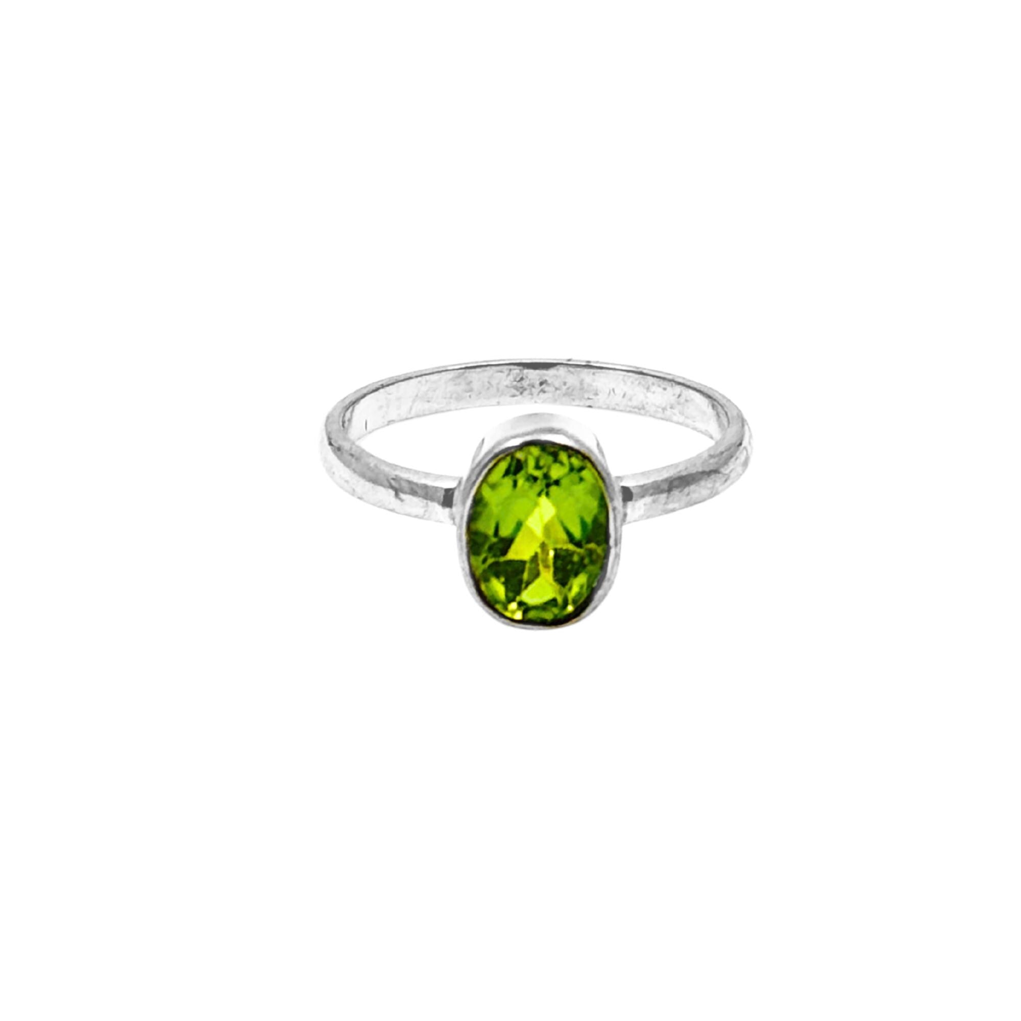 Oval Peridot Ring: Handmade Sterling Silver August Birthstone