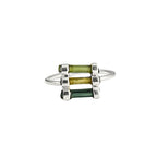 Raw Green Tourmaline Sterling Silver Ring: Handmade Open Band Jewelry