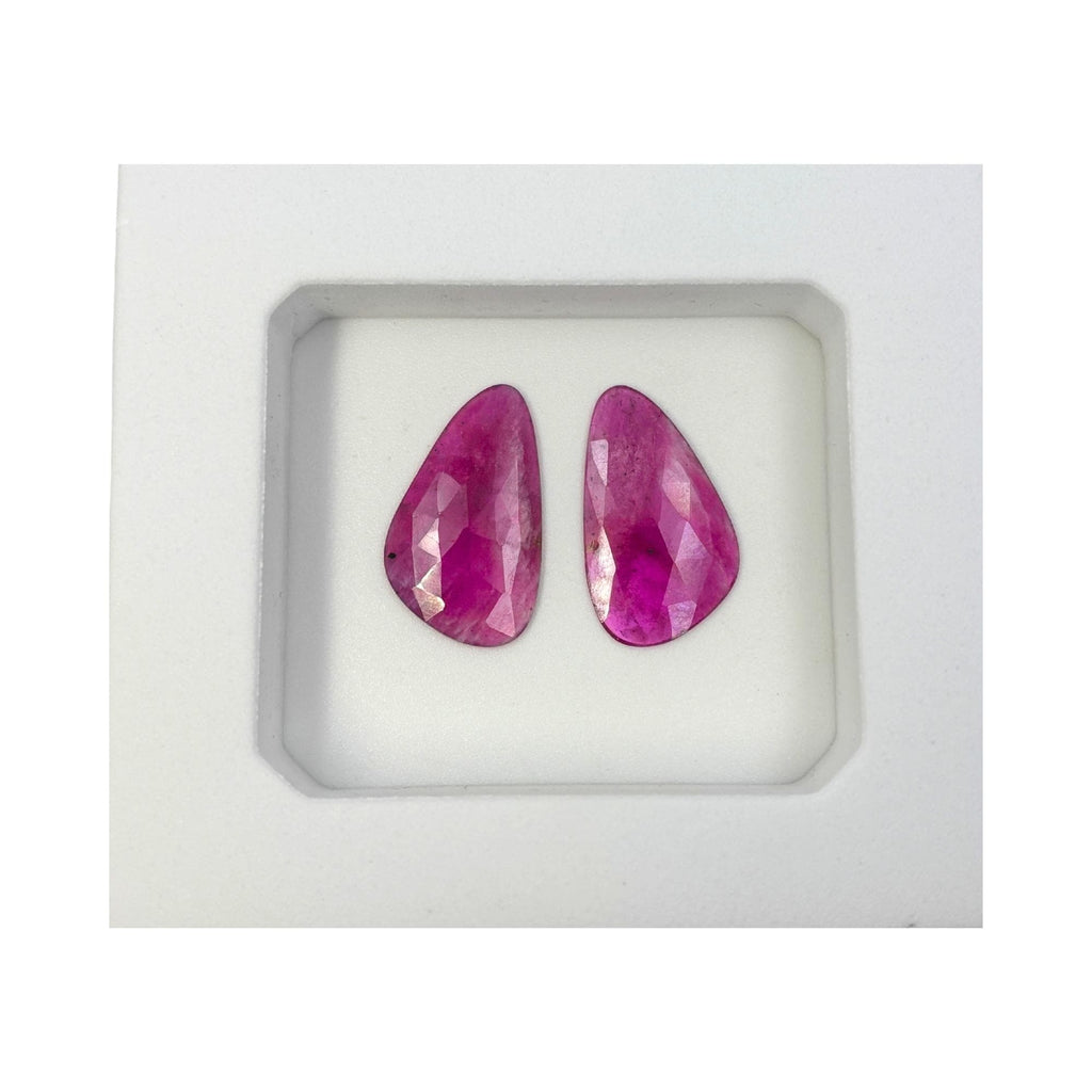 Rose Cut Sapphire Slices: Natural Untreated Gemstone Pair