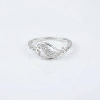 Sterling Silver CZ Paisley Ring, Pavé Wave Band, Boho Stacking Jewelry