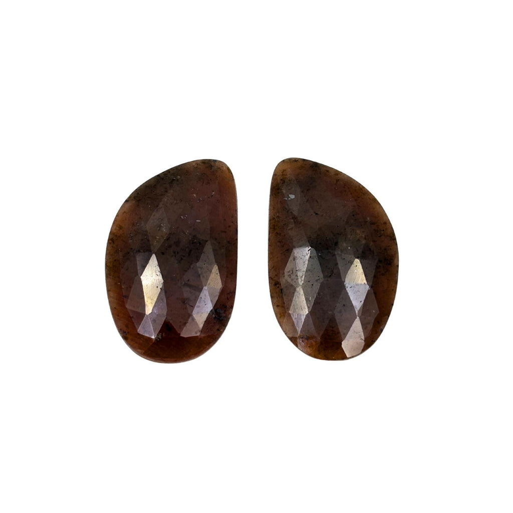 Rose Cut Sapphire Gemstone Slices: Untreated Natural Pair
