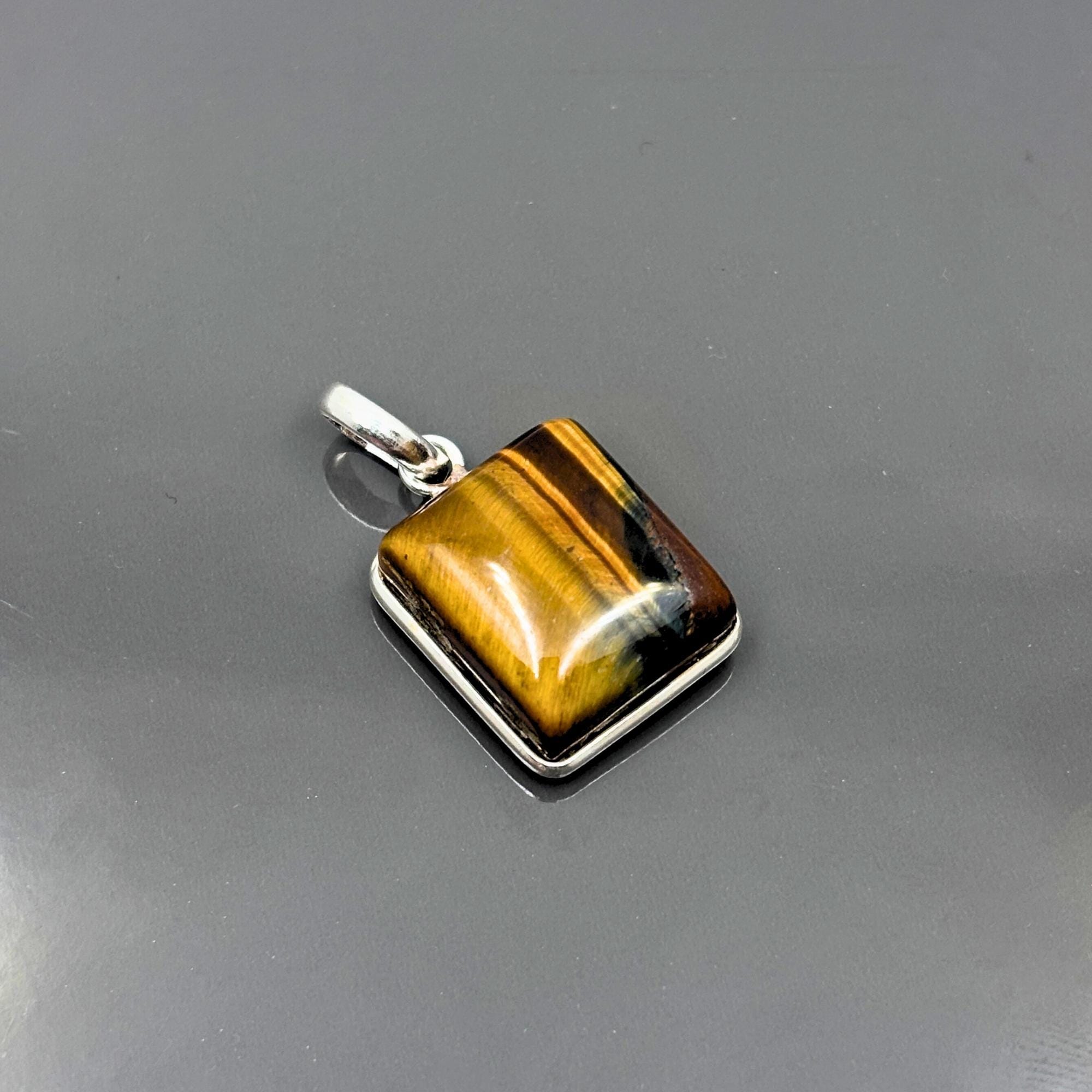 Tiger Eye Pendant Necklace, 925 Sterling Silver Natural Gemstone Protection Necklace, Healing Crystal Gift for Her