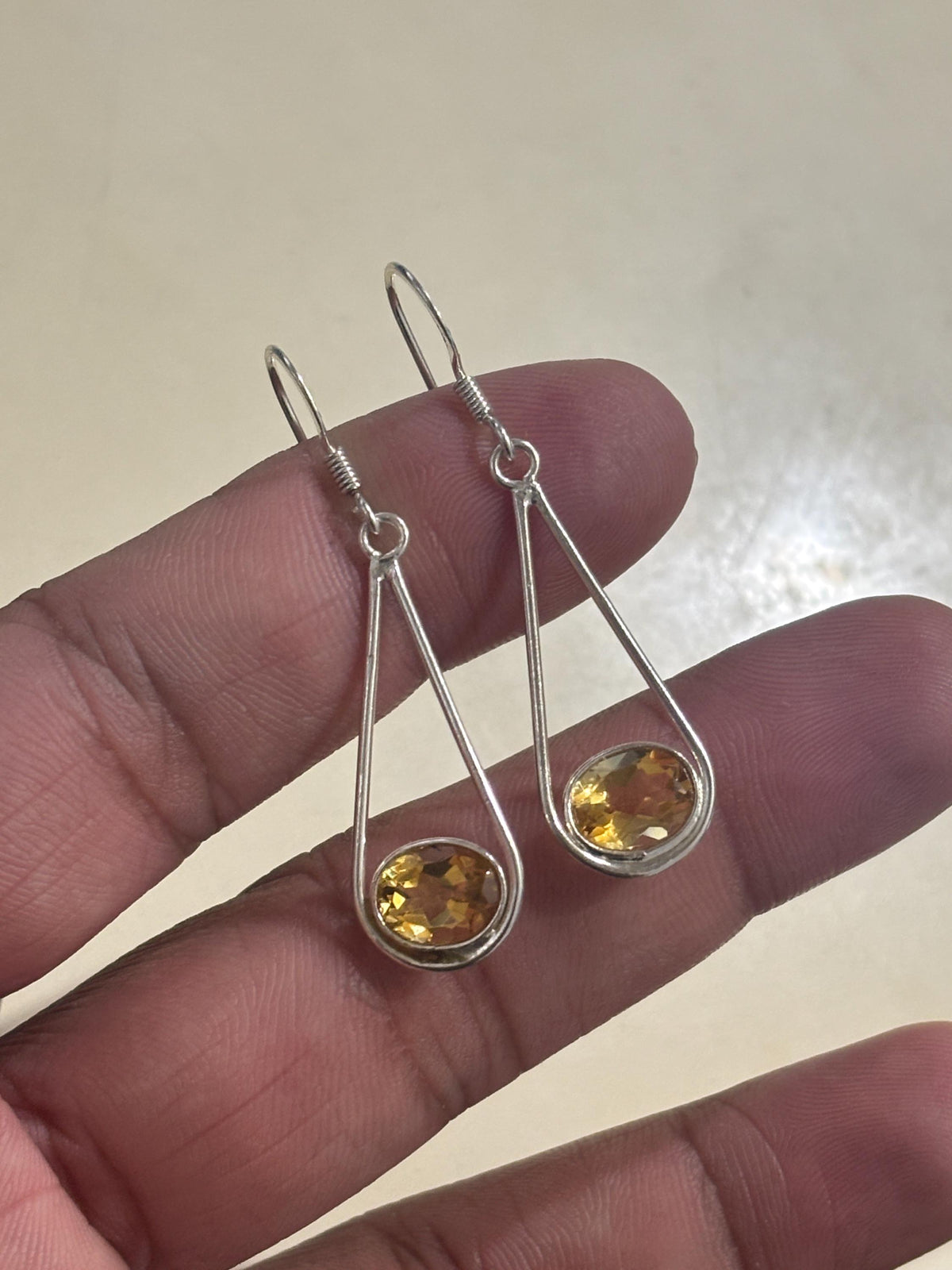 Citrine Drop Earrings 925 Sterling Silver | Oval Gemstone Dangle | November Birthstone | Handmade Jewelry