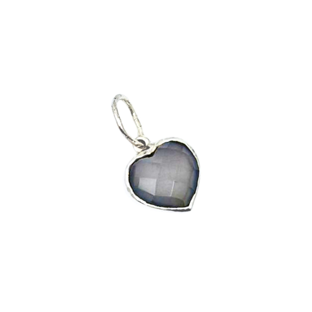 Faceted Lilac Chalcedony Heart Pendant - 925 Sterling Silver Charm