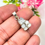 Moonstone Bear Pendant in 925 Sterling Silver – Hand Carved Crystal Gummy Bear Necklace Charm, Cute Minimalist Gemstone Jewelry Gift for Her