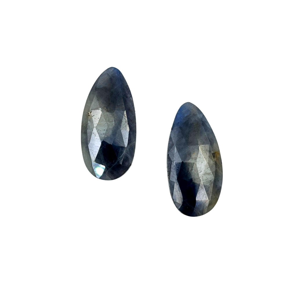 Rose Cut Sapphire Slices: Natural Untreated Gemstone Pair for Jewelry